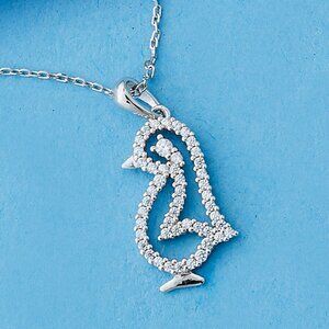 Penguin and Baby Necklace - 925 Sterling Silver Charmed Aroma Penguin Collection